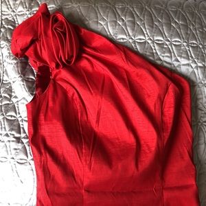 Jessica McClintock One Shoulder Ruby Red Dress